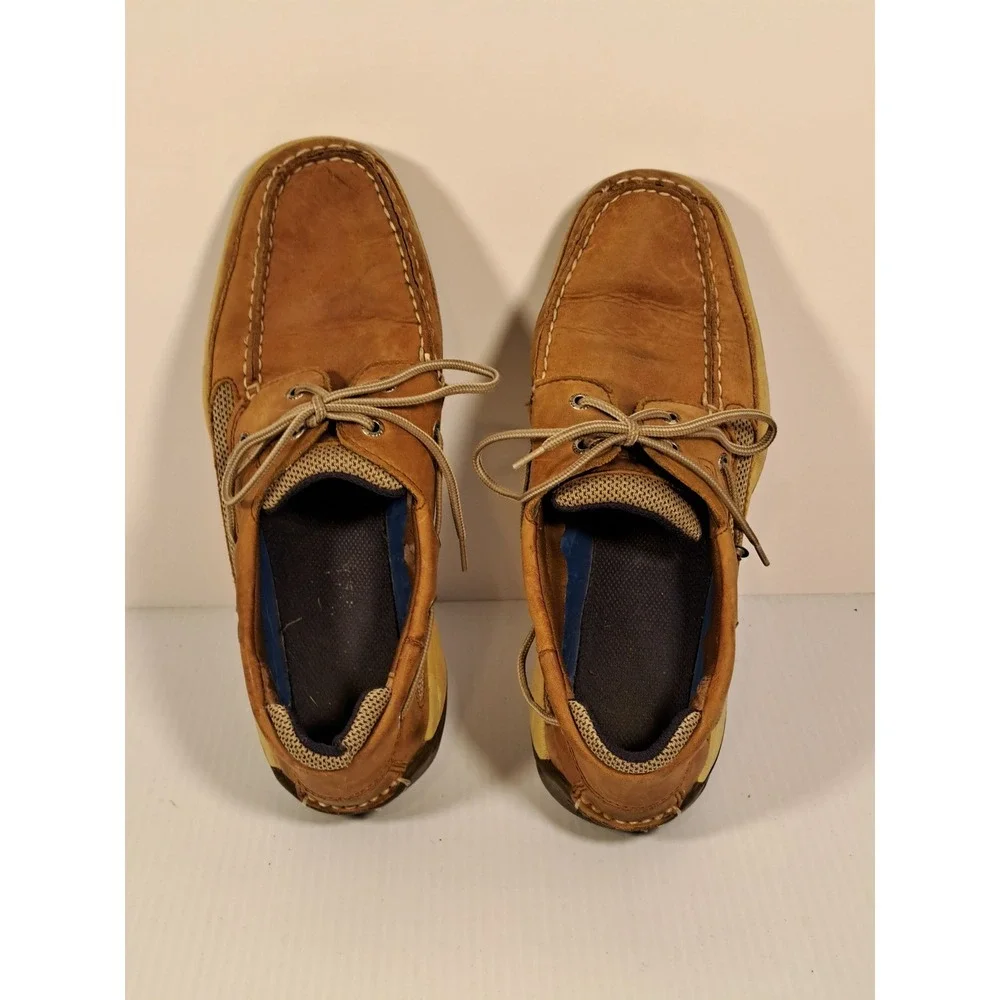 Sperry Top-Sider Mens Billfish Tan Leather Mesh Boat Shoes 12M 0777347